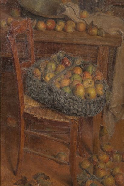 F. HAMON (19th-20th): The apple basket. Large...