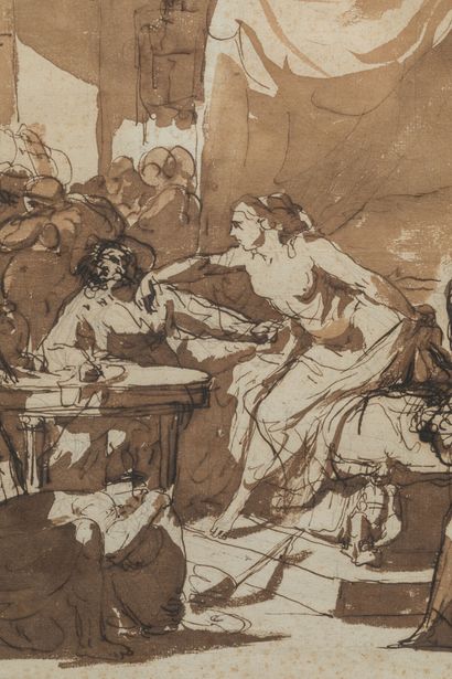 Ecole ITALIENNE du XVIIIème siècle : Scène...