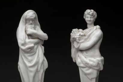 NIDERVILLER: 
Four white earthenware statuettes...