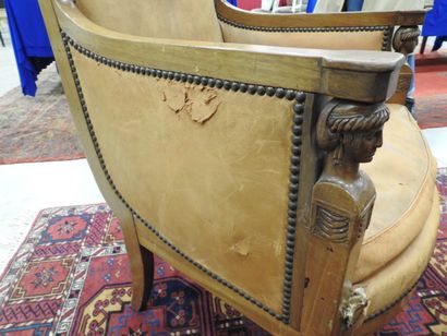 Pair of mahogany shepherd's chairs, backs...