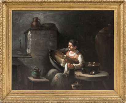 19th century FRENCH SCHOOL: 
L'astiquage...