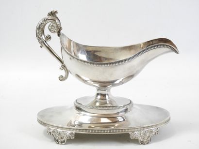 Silver helmet SAUCIERE standing on a four-legged...