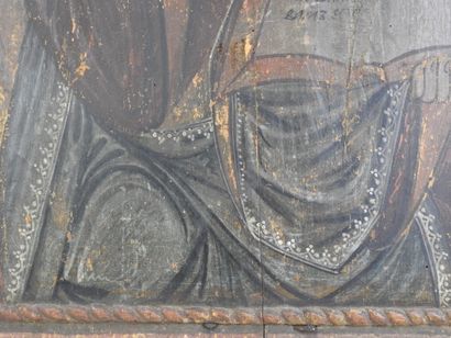 GRANDE ICONE du Christ Pantocrator flanqué...