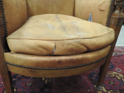 Pair of mahogany shepherd's chairs, backs...