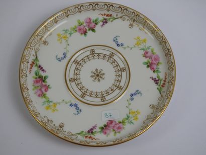 SEVRES: Porcelain polychrome and gold cup...