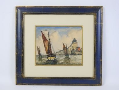 Frank WILL (1900-1951) : Les voiliers. Aquarelle....