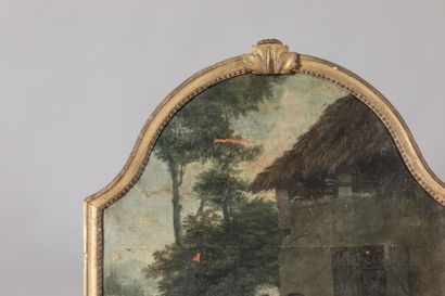 Gilded molded wood TRUMEAU topped by a canvas...