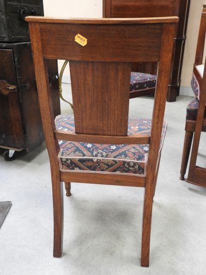 SIX CHAIRS in mahogany, bandeau à la gerbe...