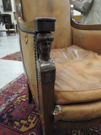 Pair of mahogany shepherd's chairs, backs...
