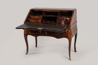 BUREAU DOS D'ANE en bois de placage marqueté...
