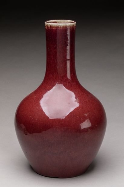 CHINA: Porcelain bottle vase with oxblood...