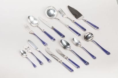 CHRISTOFLE: 88-piece silver-plated and blue...