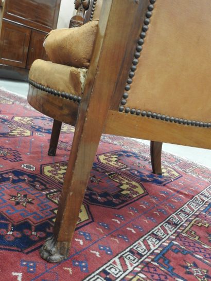 Pair of mahogany shepherd's chairs, backs...