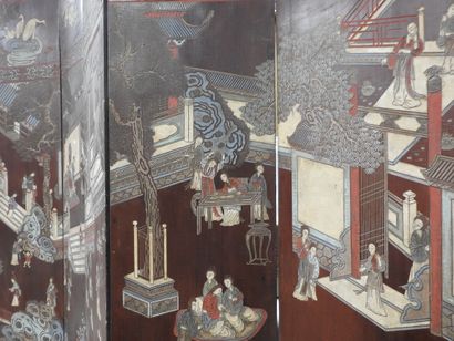 CHINA: Eight-leaf Coromandel lacquer screen...