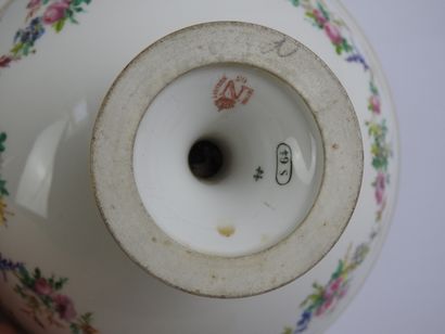 SEVRES: Porcelain polychrome and gold cup...