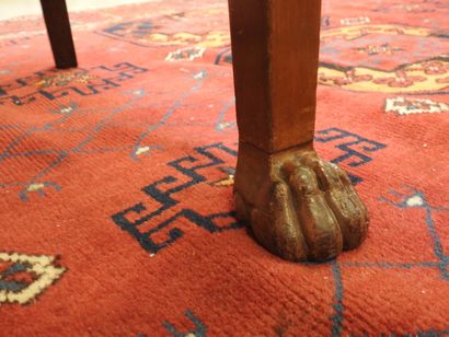 Pair of mahogany armchairs, inverted backrest,...