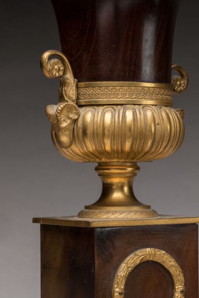 PAIR OF MEDICIS VASES in gilt bronze and...