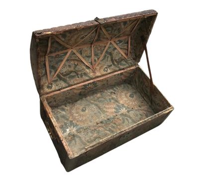INTERESTING English-made wooden COFFRE covered...