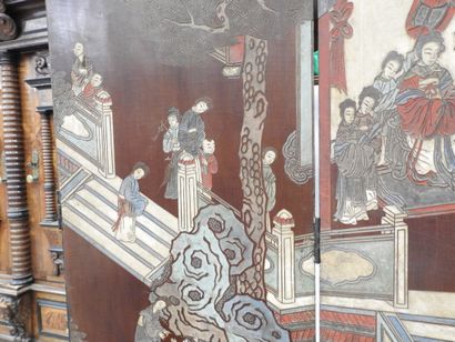 CHINA: Eight-leaf Coromandel lacquer screen...