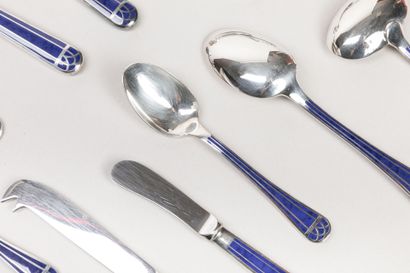 CHRISTOFLE: 88-piece silver-plated and blue...
