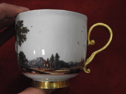 MEISSEN
Porcelain cup and saucer with polychrome...