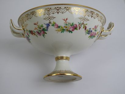 SEVRES: Porcelain polychrome and gold cup...