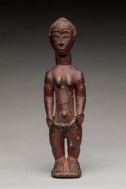 Statue féminine debout, GOURO, Côte d'Ivoire.
Bois...
