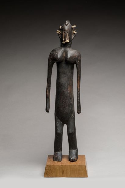 BAMANA, Mali. 
Bois dur, patine sombre, métal.
Statue...