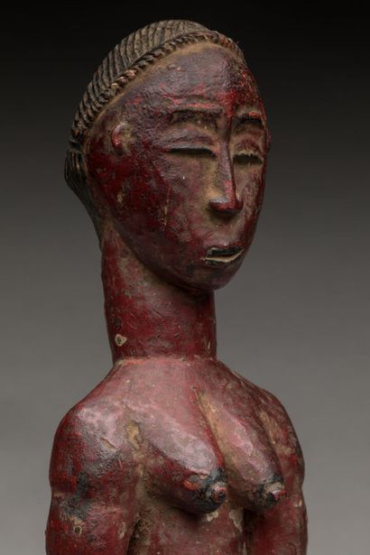Statue féminine debout, GOURO, Côte d'Ivoire.
Bois...