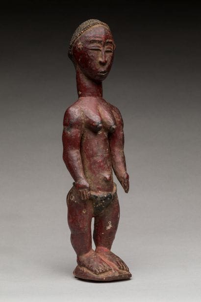 Statue féminine debout, GOURO, Côte d'Ivoire.
Bois...