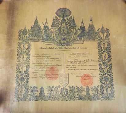 DOCUMENTS. Brevets de l'ordre royal du Cambodge...