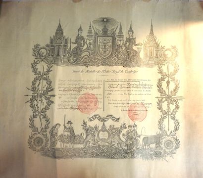 DOCUMENTS. Brevets de l'ordre royal du Cambodge...