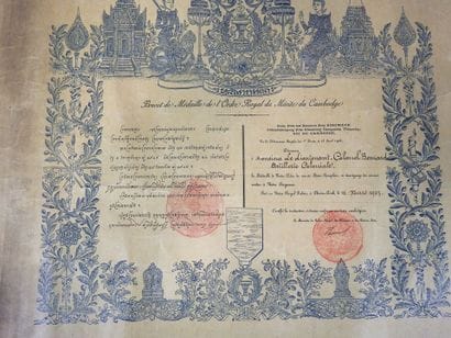 DOCUMENTS. Brevets de l'ordre royal du Cambodge...