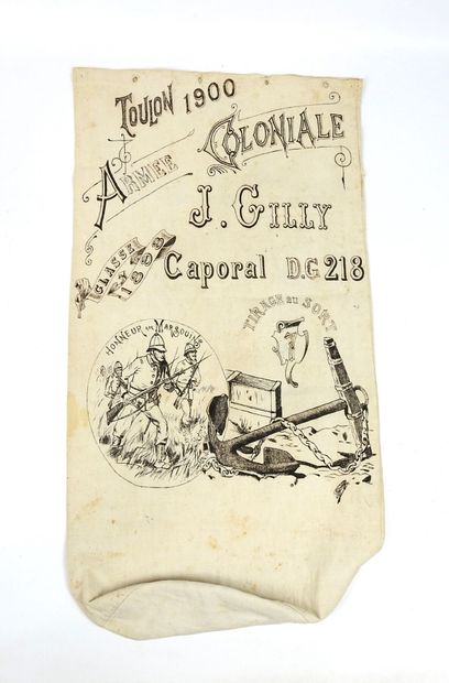 SOUVENIRS. Sac à paquetage en toile écrue...