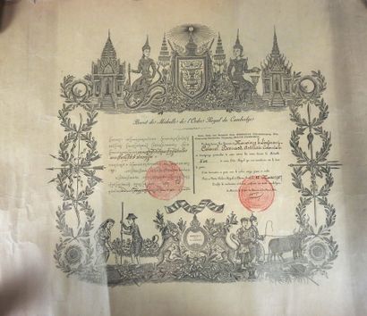 DOCUMENTS. Brevets de l'ordre royal du Cambodge...