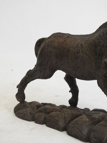 FORET NOIRE. Large carved wood group depicting...