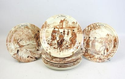 CASTELROUX: Eight earthenware plates decorated...