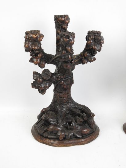 FORET NOIRE. Pair of four-light candelabra...