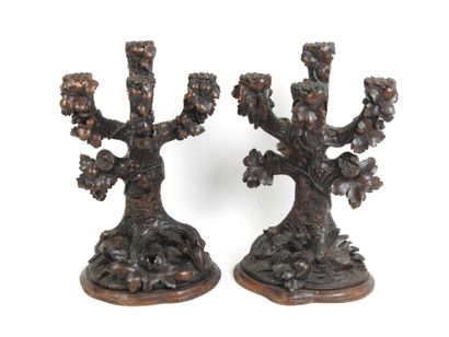 FORET NOIRE. Pair of four-light candelabra...