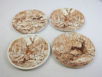 CASTELROUX: Eight earthenware plates decorated...