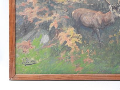 Joseph OBERTHUR (1872-1956): The stag. Oil...