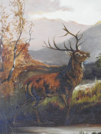 FRENCH SCHOOL circa 1900: Stags and hinds....