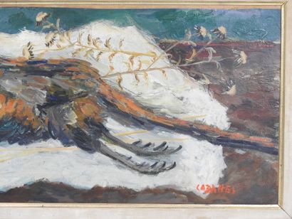 CABANES - XXth century : Still life with...