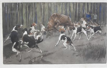Cecil ALDIN (1870-1935), after : Cerf aux...
