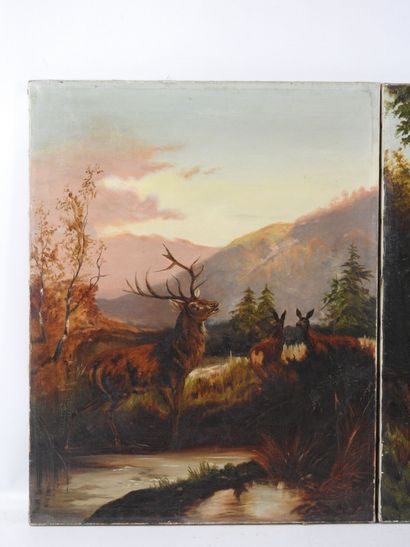 FRENCH SCHOOL circa 1900: Stags and hinds....
