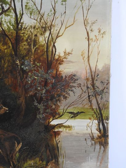 FRENCH SCHOOL circa 1900: Stags and hinds....
