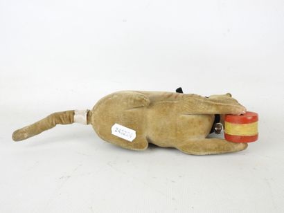 JOUET ANCIEN : Chat en tissu à la clochette...
