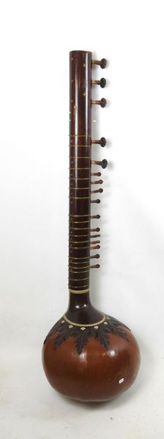 Indian SITAR in wood and calabash with painted...