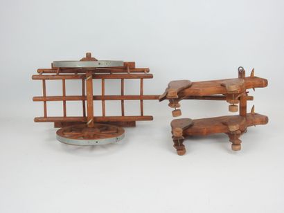 DEJOU. Charrette et ses deux boeufs en bois....