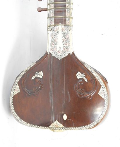 Indian SITAR in wood and calabash with painted...